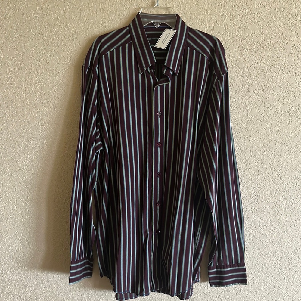 NWT Indigo Palms Denim Company Striped Purple Men’s Size Large